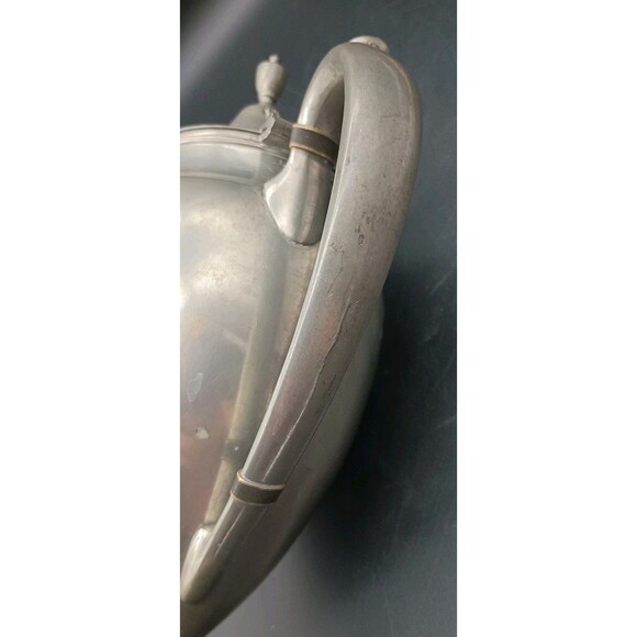 Vtg Insico Pewter Tea Pot 517 9"  Hinges Lid Pedestal Footed - Picture 8 of 9